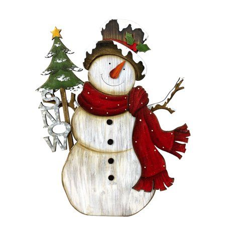 Rustic wooden snowman decoration comes wearing a red and yellow polka dot scarf with a dapper black top hat. His hat comes adorned with a holly berry accent. Snowman is holding a Christmas tree with a 'Snow' sign. The easel back allows the snowman to stand freely on a tabletop. Perfect as a mantel decoration or for placing on an end table.     Features:  Snowman Christmas tabletop decor  Rustic wood finish  Wearing a black top hat with holly berry accent and red polka dot scarf  He is holding a Snow Signs, Wooden Snowman, Christmas Tabletop Decor, Wooden Christmas Decorations, Black Top Hat, Tree Signs, Christmas Tabletop, Snowman Painting, Polka Dot Scarf