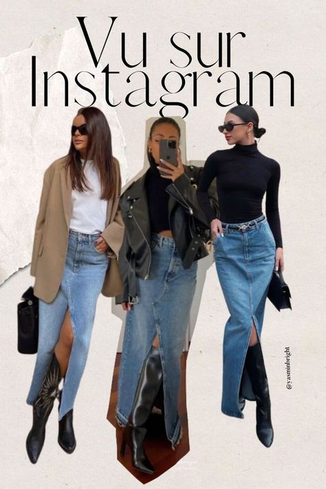 Tenues Femmes Jupe Crayon en Jean Style Inspiration Summer, Jean Outfits, Crayon, Style Guides, Luxury Bags, Winter Fashion, Fashion Blogger, Outfit Inspirations, Summer Fashion