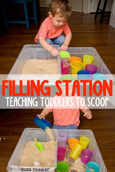 Make a Simple “Fill It Up” Station #busytoddler #toddler #toddleractivity #easytoddleractivity #indooractivity #toddleractivities  #preschoolactivities  #homepreschoolactivity #playactivity #preschoolathome Easy Toddler Activities, Baby Sensory Play, Sensory Activities Toddlers, Toddler Sensory, Teaching Toddlers, Toddler Activity, Fine Motor Skills Activities, Easy Toddler, Filling Station