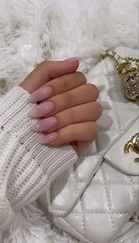 Almond Uv Gel Nails, Pink Sheer Nails Acrylic, Pink And White French Dip Powder Nails, Blush Pink Almond Nails, Neutral Jelly Nails, Sheer Pink Almond Nails, Clear Nude Acrylic Nails, Blush Pink Acrylic Nails, Work Nails Acrylic