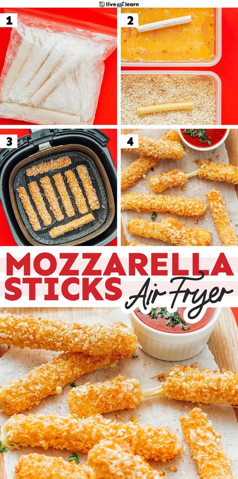 Crispy Air Fryer Mozzarella Sticks Frozen Mozzarella Sticks, Air Fryer Mozzarella Sticks, Air Fryer Mozzarella, Homemade Mozzarella Sticks, Mozzarella Sticks Recipe, Homemade Mozzarella, Making Baked Potatoes, Cooks Air Fryer, Homemade French Fries