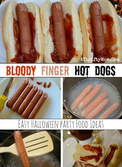 Party Food, Bloody Finger Hot dog, Easy and Healthy Chopped Off Finger ... Hot Dog Party Food, Halloween Party Food For Kids, Finger Hot Dogs, Party Food For Kids, Snack Halloween, Strašidelný Halloween, Easy Halloween Party Food, Dogs Halloween, Party Essen