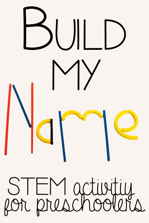 Build my Name STEM activity for preschoolers Simple Stem Activities, Stem Activities Preschool, Kindergarten Stem, Preschool Names, Activity For Preschoolers, Preschool Stem, Name Recognition, Stem Activity, Name Activities