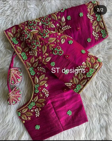 Maggam On Net Cloth, Full Embroidery Blouse Designs, Blouse Designs Latest Work Design, Latest Bridal Maggam Work Designs, Latest Maggam Works, Pink Bridal Blouse Designs, Magam Work Designs Simple, Pink Maggam Work Blouse Designs, Magam Work Blouses Latest Simple