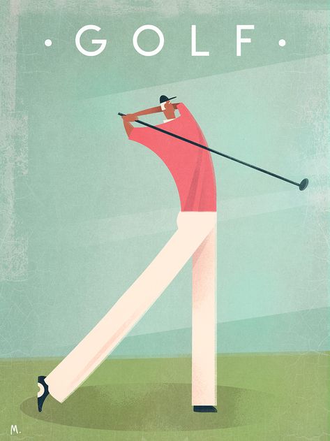 Vintage Golf by Martin Wickstrom Golf Design Graphic, Lacoste Aesthetic, Golf Wall Decor, Golf Aesthetic, Golf Graphic, Golf Wall Art, Golf Poster, Golf Inspiration, Golf Prints