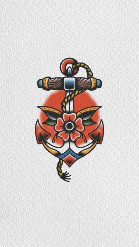 American Traditional Navy Tattoo, Old School Tattoo Anchor, Trad Anchor Tattoo, Neo Traditional Ship Tattoo, Sailor Traditional Tattoo, Traditional Tattoos Nautical, Traditional Navy Tattoo, Nautical Theme Tattoo, American Traditional Nautical Tattoo