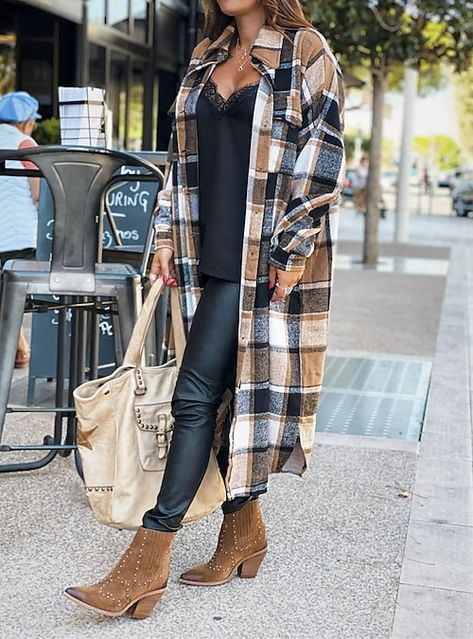 Plaid Cardigan, Plaid Sleeve, Langer Mantel, Plaid Coat, Loose Outfit, Woolen Coat, Long Sleeve Plaid, Plaid Jacket, Wool Plaid