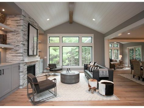 Vaulted ceiling with beam Vaulted Ceiling Transition To Flat, Ceiling Transition, Vaulted Ceiling Beams, Ridge Beam, Vaulted Living Room, Flat Ceiling, Austin House, Austin Homes, Living Room Remodel