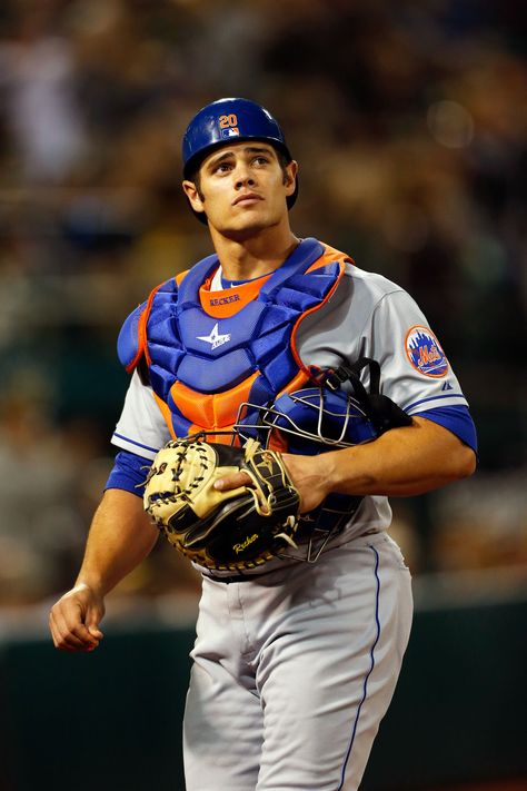 New York Mets   - HarpersBAZAAR.com Anthony Recker, Baseball Catchers, Mat Barzal, Cole Hamels, Hot Baseball Players, Baseball Banner, Dream Dates, Baseball Catcher, Baseball Guys