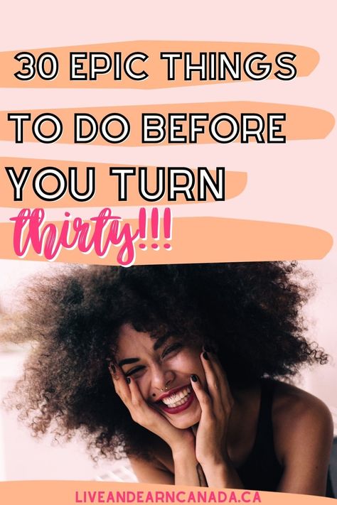 This list of 30 things to do before turning thirty might seem daunting but what better time than now? Pick one thing on this list and make it happen. You'll be surprised at how much more confident, accomplished, or happy you will feel by crossing off a few items from your bucket list early! My 30 Before 30 List. 30 things I want to do before I turn 30. New Things To Try List Of, 30 Before 30 List Ideas, 30 Under 30 Bucket List, 30 Before 30 Bucket List, Things To Do Before 30, 30 Things To Do Before 30, 30 Before 30 List, 30 Bucket List, Bucket List Ideas For Women