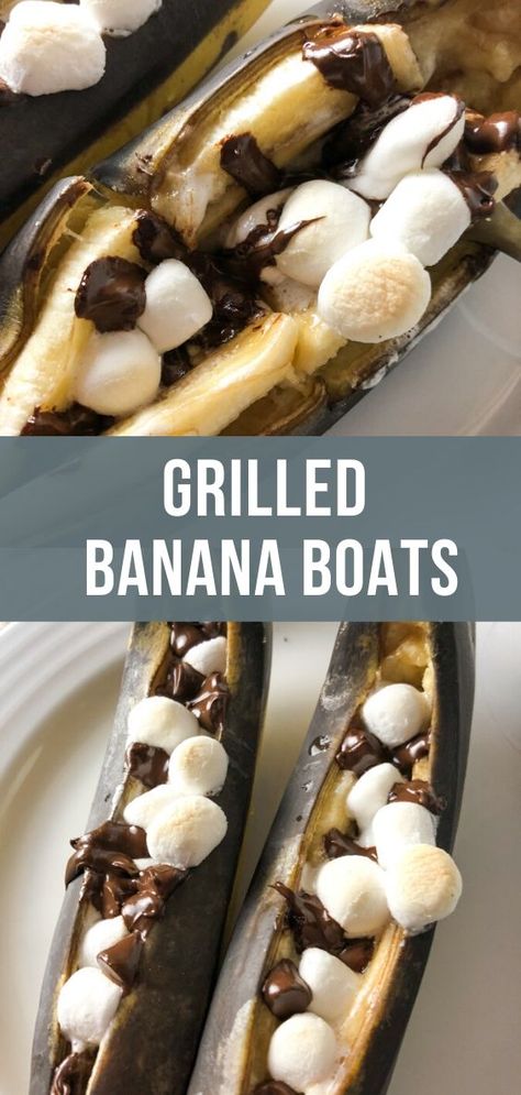 Banana Boats In Oven, Boat Grilling Ideas, Grilled Banana Boats, Fantastic Dessert, Easy Summer Grilling Recipes, Camp Meals, Exotic Recipes, Recipe Diaries, Banana Boats