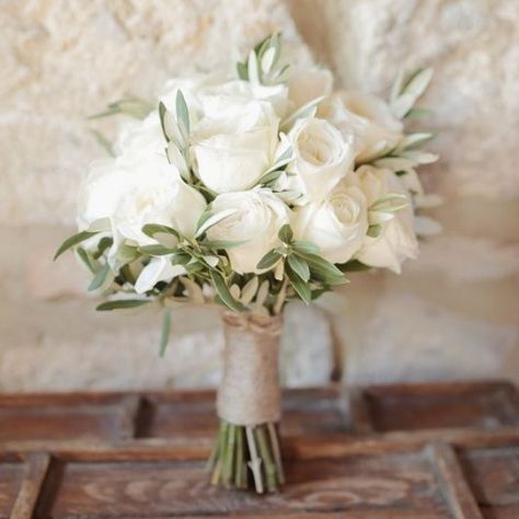 Gardenia Wedding, Small Wedding Bouquets, Simple Wedding Bouquets, White Roses Wedding, Bridal Bouquet Flowers, White Bridal Bouquet, White Wedding Bouquets, White Wedding Flowers, Olive Trees