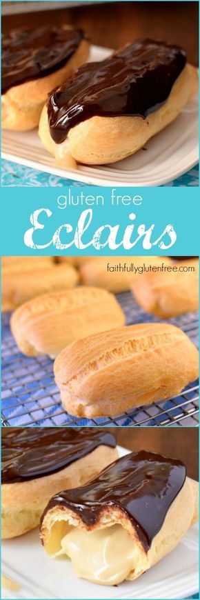 Making Gluten Free Eclairs is much easier than you think! Mmm... think of all the flavor combinations you could make! Vegan Eclairs, Glutenfri Baking, Pastry Ideas, Clean Desserts, Flavor Combinations, Best Gluten Free, Vegan Cakes, Gluten Free Sweet, Gluten Free Desserts Recipes