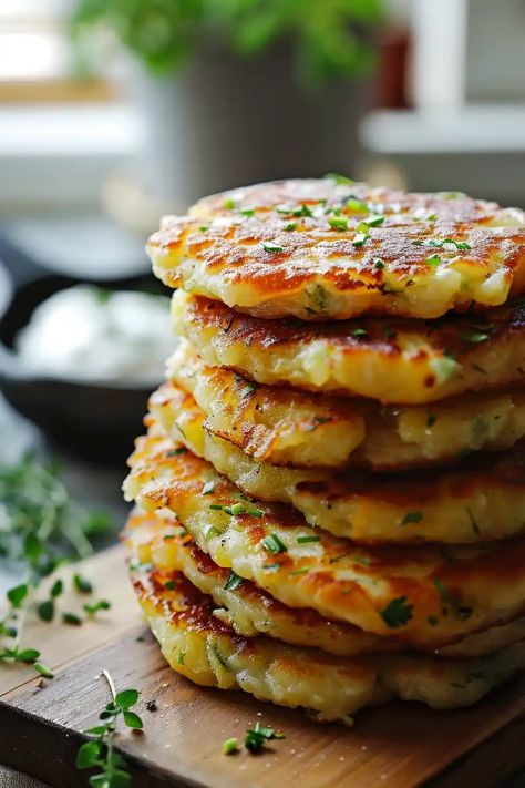 Discover the joy of making German Potato Pancakes with this simple recipe. It combines crispy shredded potatoes and delicate spices for a nostalgic comfort meal. Ideal for family dinners or festive gatherings. Dive in and let the crispy textures and hearty flavors warm your heart! Asian Potato Pancakes, Shredded Potato Pancakes, Potato Pancakes Shredded, Baked Potato Pancakes, Asian Potatoes, German Fried Potatoes, Quick Potato Recipes, Polish Potato Pancakes, Potato Pancake Recipe