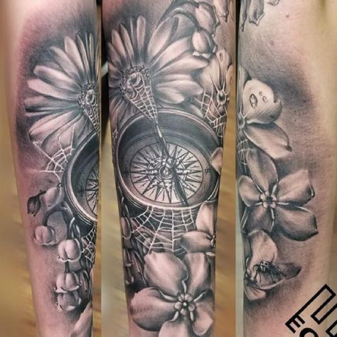 Compass tattoo with birth flowers Scott Tattoo, Lily Flower Tattoo, Scottish Flowers, Lily Flower Tattoos, Lily Flower, Birth Flowers, Compass Tattoo, Flower Tattoos, I Tattoo