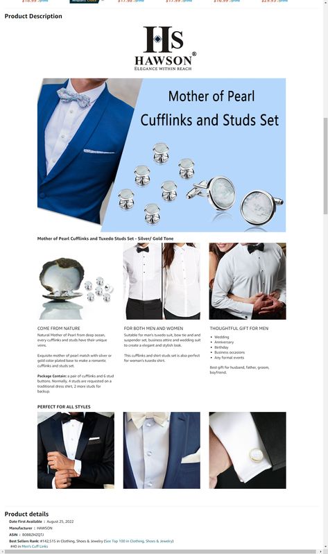 Amazon.com: HAWSON Mother of Pearl Man Tuxedo Shirt Studs and Cufflinks Set for Wedding Business (Silver or Gold Tone): Clothing, Shoes & Jewelry Man Tuxedo, Tuxedo Studs, Pearl Cufflinks, Tuxedo Shirt, Content Design, Suspenders Set, Tuxedo Shirts, Tuxedo Suit, Cufflink Set