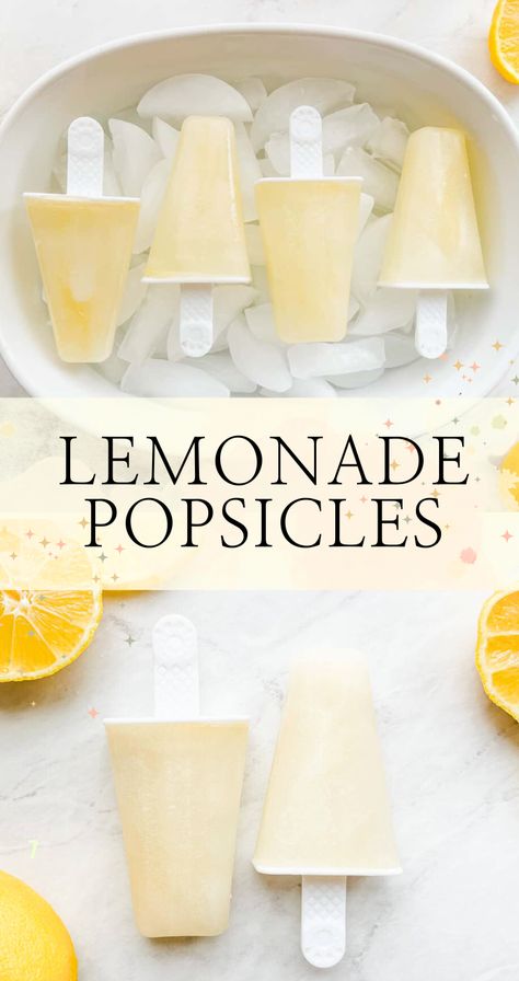 These 3 ingredient lemonade popsicles are made with fresh lemons, honey and water.  They are a healthy homemade popsicle recipe you and your kids will love! They are the perfect refreshing summer dessert for hot summer days! Water Popsicles, How To Make Popsicles Recipes, Simple Popsicle Recipes, Home Made Popsicles, Fruit Popsicles For Kids, Easy Fruit Popsicle Recipes, Healthy Popsicle Recipes For Kids, Strawberry Lemonade Popsicles, Healthy Kid Popsicle Recipes