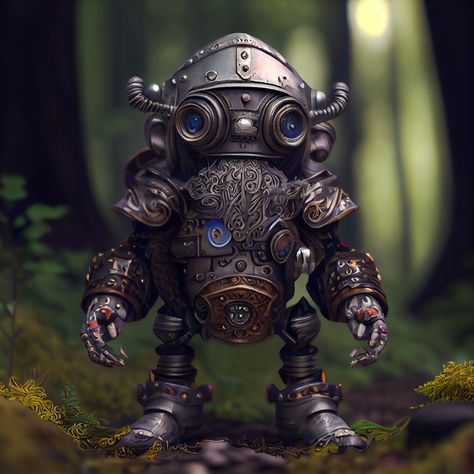 Artificer Armorer Guardian, Artificer Autognome, Autognome Character Art, Autognome Dnd 5e, Robot Gnome, Armorer Artificer Dnd, Gnome Artificer Male, Artificer Aesthetic, Armorer Artificer