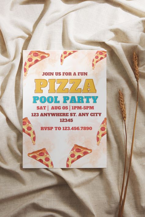 Pizza Pool Party Ideas, Pizza Pool Party, Pool Party Theme, Pool Party Invitation Template, Pool Party Themes, Diy Pizza, Pool Party Invitations, Slice Of Heaven, Summer Celebration