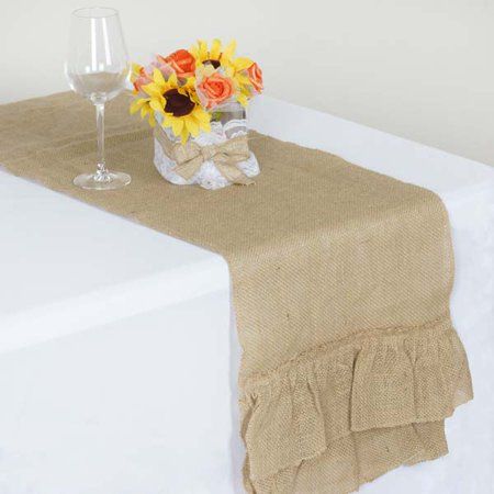 Efavormart CHAMBURY CASA Ruffled Rustic Burlap Runner - Natural - Walmart.com Brown Table Runner, Rustic Table Runner, Burlap Runner, Cheesecloth Table Runner, Burlap Runners, Rustic Table Runners, Rustic Party, Burlap Table, Table Overlays