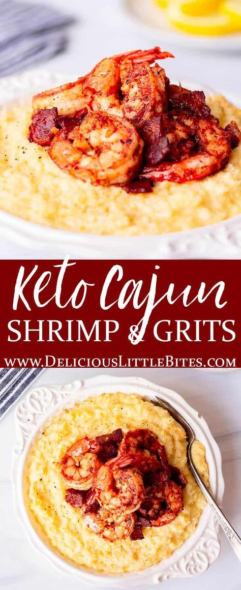 Cajun Seafood Recipes, Keto Cajun Shrimp, Seafood Cravings, Cauliflower Grits, Shrimp And Bacon, Cajun Shrimp And Grits, Keto Shrimp Recipes, Shrimp N Grits Recipe, Keto Board