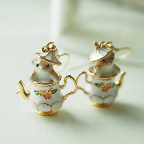 Fashionable Hand painted Enamel Color Glaze Cute Pet Design - Temu Gothic Bakery, Cartoon Chipmunk, Teapot Earrings, Cat Earring, Fashion Funny, Pet Mice, Jewelry Cute, Trendy Necklaces, Accessories Style