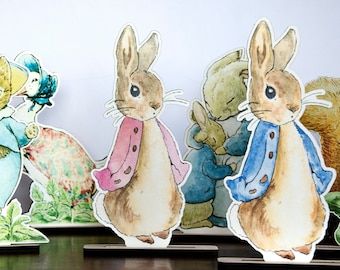 Squirrel Nutkin, Tom Kitten, Flopsy Bunny, Jungle Decorations, Jungle Safari Birthday, Christening Decorations, Rabbit Family, Peter Rabbit Birthday, Peter Rabbit Party