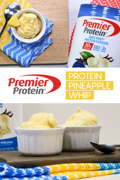 For a healthy and easy frozen dessert recipe, this one is it! Enjoy the refreshing taste of the tropics with this Premier Protein Pineapple Whip recipe! A low-calorie and low-carb bariatric-friendly treat that everyone will love. Check out the video to see how easy it is to whip up! #recipes #premierprotein Bariatric Recipes Sleeve Liquid Diet, Bariatric Recipes Sleeve, Protein Drink Recipes, Vsg Recipes, Pineapple Whip, Bariatric Friendly Recipes, Bariatric Diet, Protein Shake Smoothie, Baking Powder Uses