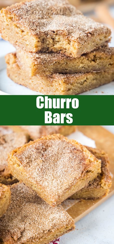 Sweet, Soft, Chewy Churro Bars are quickly going to become a new favorite. Buttery blondies with a cinnamon and sugar twist! Cheesecake Churro, Churro Cheesecake Bars, Churro Cheesecake, Dessert Cakes, Cheesecake Bar Recipes, Fresh Meals, Healthy Cake Recipes, Family Fresh Meals, Meals Easy