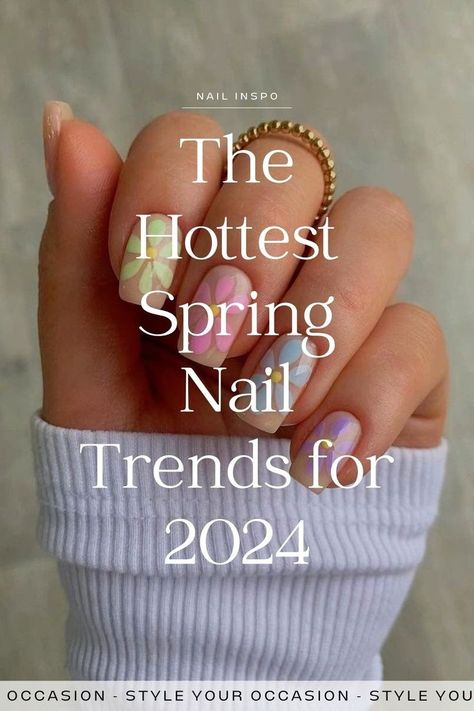 Spring 2024 Nail Trends. Searching for trendy spring nail ideas for 2024? Look no further! Explore the latest spring nail trends we're loving right now. From chic and simple designs to almond-shaped or acrylic nails, we've got all the inspiration you need for pretty nails this spring. Spring Nails Ideas, Popular Nail Colors, Spring Break Nails, New Nail Trends, Simple Spring Nails, 2023 Pink, Nails Gold, Nail Color Trends, Spring Acrylic Nails