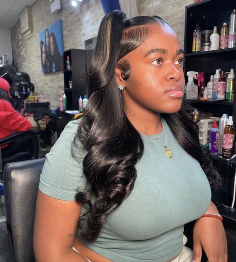 Quick Waves Hair, Braided Ponytail Black Hair, Frontal Styles, Natural Hair Growth Tips, Double Ponytail, Quick Weave Hairstyles, Girls Hairstyles Braids, Slick Hairstyles, Quick Weave