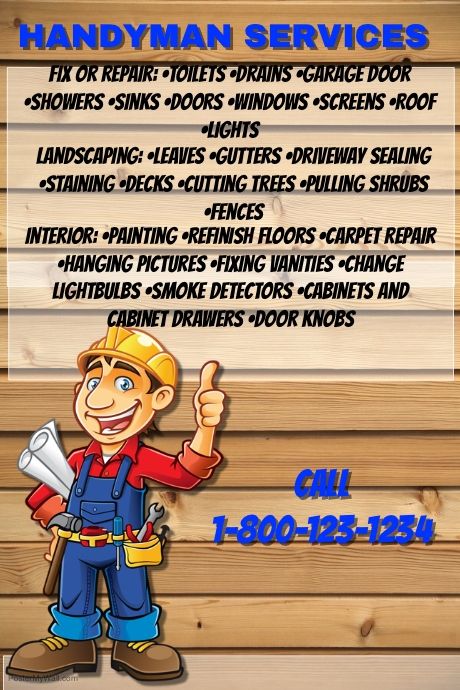 Handyman Service Template Handyman Flyer, Painting Gutters, Home Construction Cost, Driveway Sealing, Handyman Logo, Handyman Business, Service Template, Carpet Repair, Event Advertising