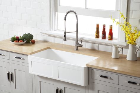 Sink Feature 6: Profile of the GKFA361810DS #kitchen #farmhouse #sink https://www.kingstonbrass.com/blog/sink-feature-6-profile-gkfa361810ds-kitchen-farmhouse-sink/ Ikea Farmhouse Sink, Ikea Farmhouse, Farmhouse Sinks, Farmhouse Kitchen Sink, Apron Sink Kitchen, Refinish Kitchen Cabinets, Bowl Kitchen Sink, Single Bowl Kitchen Sink, Farmhouse Sink Kitchen