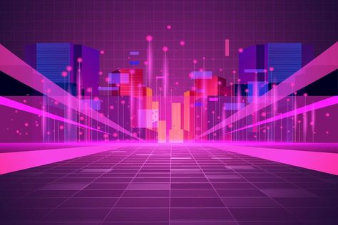 metaverse purple technology background template Technology Background Landscape, Purple Background Landscape, Pink Technology, Dancing Room, Pink Bg, Neon Backgrounds, Purple Vibe, City Background, The Metaverse