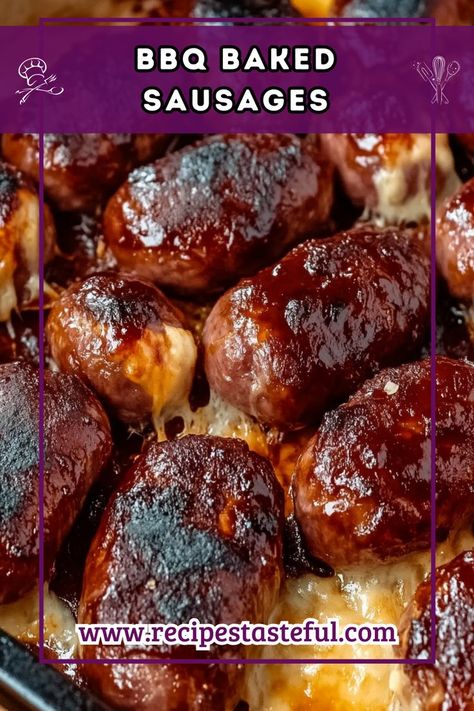 A flavorful and easy-to-make dish featuring kielbasa sausages coated in a rich BBQ sauce, perfect for gatherings or a quick weeknight meal. Beans And Kielbasa Recipe, Bbq Sausages, Kilbasa Sausage Recipes, Kielbasa Recipe, Sausages Recipe, Kielbasa Recipes, Kielbasa Sausage, Sausage Bake, Bariatric Recipes