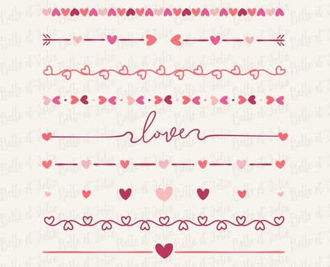 Doodle Dividers, Divider Clipart, Boarders Designs For Projects, Banner Doodle, Merry Christmas Font, Valentine Love, Text Dividers, Wedding Borders, Valentine Svg Files