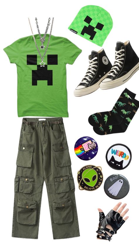 Minecraft oufit!! #minecraft #oufitinspo #oufit #style Minecraft Boxers Outfit, Minecraft Outfit Ideas, Minecraft Cosplay, Boxers Outfit, Minecraft Outfits, Minecraft E, Emo Shirts, Matching Fits, Alt Clothes