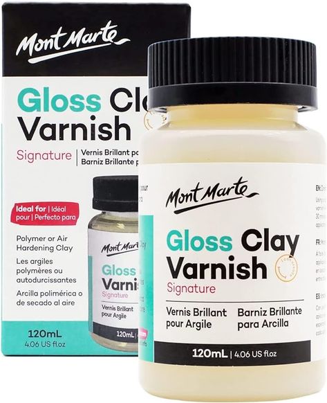 Mont Marte Clay Varnish Gloss Signature 4.05oz (120ml) Clay Sculpture Sealant, Glossy Clay Varnish, Varnish for Polymer or Air Hardening Clay, Clear Gloss Varnish for Clay. - Amazon.com Art Clay Silver, Modelling Clay, Clear Gloss, Modeling Clay, Art Clay, Clay Sculpture, Polymer Clay Beads, Dry Clay, Ceramic Clay