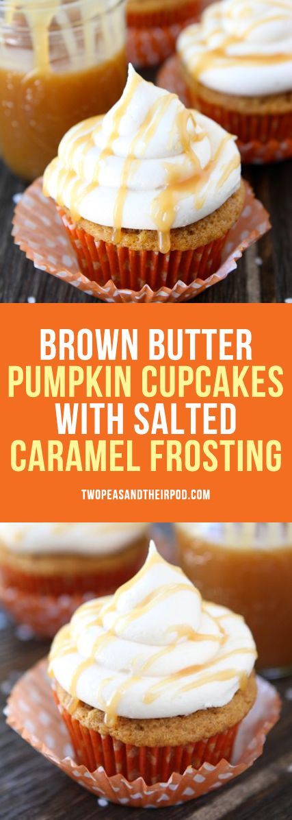 Brown Butter Pumpkin Cupcakes with Salted Caramel Frosting-the BEST pumpkin cupcake recipe! #pumpkin Cupcakes Recipes Easy, Pumpkin Cupcake Recipes, Salted Caramel Frosting, Salted Caramel Cupcakes, Pumpkin Cupcake, Ideas Cupcakes, Pumpkin Recipes Easy, Easy Cupcake Recipes, Cupcakes Recipes