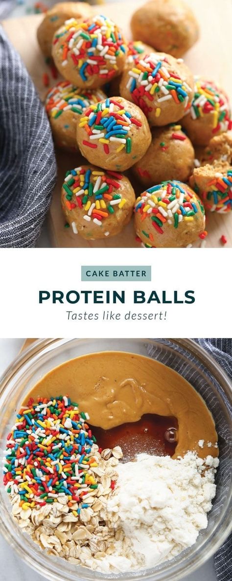 Birthday Energy Balls, Cake Batter Energy Balls, Protein Balls Cake Batter, Healthy Birthday Cake Protein Balls, No Protein Powder Protein Balls, Birthday Protein Balls, Healthy Cake Balls, Birthday Cake Energy Balls, Clean Simple Eats Protein Balls