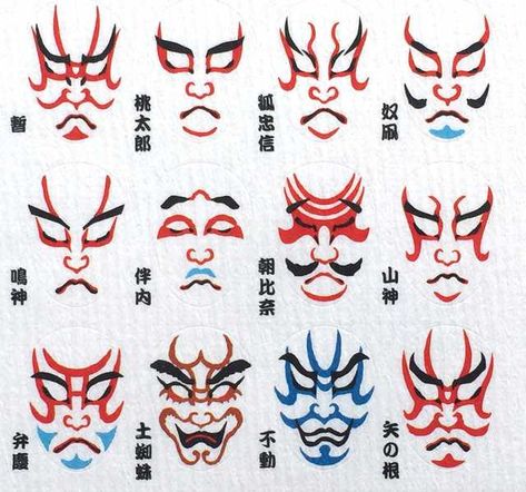 Kabuki Makeup, Oni Tattoo, Drag Make-up, Theatre Makeup, Japanese Mask, Japan Tattoo, Japanese Tattoo Art, Desenho Tattoo, Japanese Poster