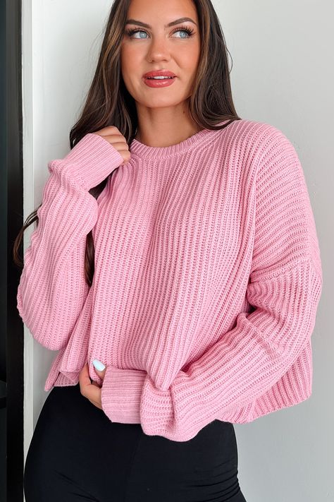 Cropped knit sweater outfit