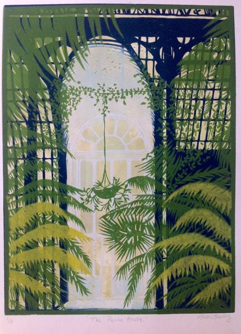 The Palm House - Image 0 Linocut Artists, Victorian Greenhouse, Palm House, Tropical Painting, Linocut Art, Muse Art, Gcse Art, Stencil Art, The Palm