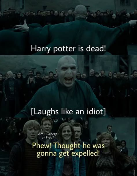 #harrypotter #harrypottermemes #memes #hogwarts #hogwartsbattle #tomriddle #voldemort #hermionegranger #ronweasley #fredweasley #georgeweasley #mollyweasley #malfoy #deatheaters Harry Potter Quotes Funny, Citate Harry Potter, Glume Harry Potter, Funny Harry Potter Jokes, Harry Potter Memes Hilarious, Harry Potter Puns, Funny Harry Potter, Harry Potter Feels, Harry Potter Images