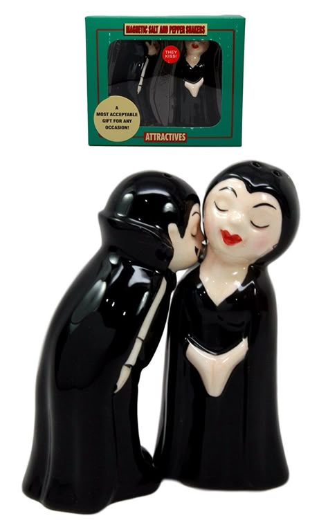 PRICES MAY VARY. This Mr And Mrs Vampire Couple salt pepper shaker set is made of high quality glossy ceramic, hand painted and polished. This Mr And Mrs Vampire Couple salt pepper shaker set measures approximately 4.5" tall, 1.75" wide and 1.5" deep. Add some flair to your kitchen and dining setup with these cool salt pepper shaker set. Mr and Mrs Dracula are out to play in your kitchen!!! Mr Dracula gives his true love's bite on Mrs Dracula. This couple will be a centerpiece of your party! Mr Vampire Kiss, Salt & Pepper Shakers, Love At First Bite, Vampire Love, Buzz Feed, Horror Decor, First Bite, Love At First, Green Gables