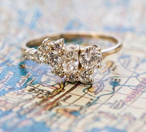 12 Diamond Cluster Engagement Rings So Chic, You Might Buy One for Yourself via… Cluster Diamond Ring, Unusual Engagement Rings, Diamond Cluster Engagement Ring, Cluster Engagement Ring, Looks Chic, Diamond Cluster, Men's Jewelry, Unique Engagement Rings, Cluster Ring