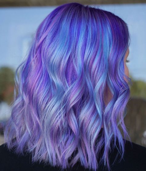 Shellshock ✨ Hair/MU Artist on Instagram: “Pastel unicorn 🦄 ✨ @pulpriothair is the paint  @brazilianbondbuilder for that shine  Applied with @colortrak tools  @urbanhairatx is the…” Lilac Grey Hair, Periwinkle Hair, Unicorn Hair Color, Candy Clouds, Light Blue Hair, Arctic Fox Hair Color, Colorful Unicorn, Cotton Candy Clouds, Lilac Hair