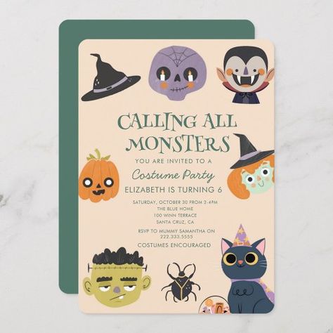 $2.06 | Calling all monster Halloween Birthday party - ghost, children, kids, spooktacular, trick or treat, costume party, birthday party, birthday, little boo, calling all monster Mummy Monster, Kids Halloween Birthday Party, Halloween Invitations Kids, Halloween Birthday Party Invitations, Halloween Costume Party Invitations, Halloween Themed Birthday Party, Costume Party Invitations, Halloween Birthday Party, Monster Halloween