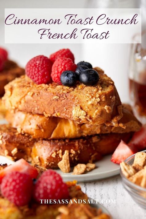 For those morning moments when your breakfast cravings call out, answer them with my easy and crispy Cinnamon Toast Crunch French Toast recipe! This breakfast delight strikes the perfect balance between simplicity and deliciousness. Imagine slices of bread dipped into a cinnamon-kissed batter, coated with crushed Cinnamon Toast Crunch cereal, and cooked to crispy perfection. Cinnamon Toast Crunch French Toast, Cinnamon Toast Crunch Cereal, Crunch Cereal, Cinnamon French Toast, Cinnamon Toast Crunch, Cinnamon Toast, Easy Cinnamon, French Toast Recipe, Easy Bread