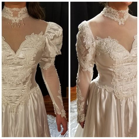 Dress Makeover, 80s Wedding, Old Wedding Dresses, Bodice Wedding Dress, Anniversary Outfit, Mom Wedding Dress, Alt Wedding, Wedding Dressses, Mood Happy